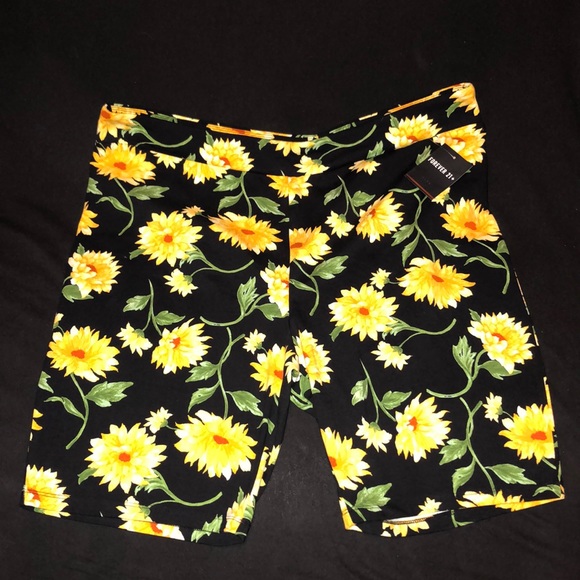 Forever 21 Pants - NWT Forever21 Sunflower Bike Shorts